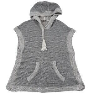Michael Stars Grey Marled Knit Sleeveless Hoodie Poncho Women Sz M Soft Cozy